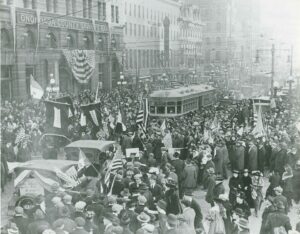 Syracuse, New York celebrates the end of World War I on Nov. 11, 1918.