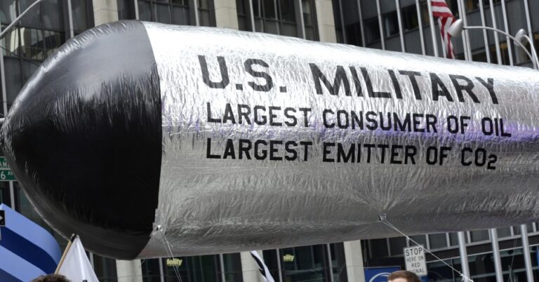 Demonstrators highlighted the enormous and negative impact of the U.S. military during the 2014 People's Climate March in New York City. (Photo: Stephen Melkisethian/flickr/cc)