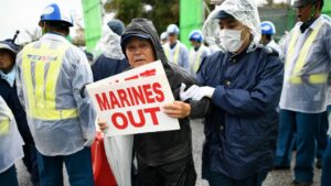 Protestors at Camp Schwab in Okinawa