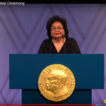 Hibakusha Setsuko Thurlow at the 2017 Nobel Peace Prize Awards Ceremony, giving her acceptance speech on behalf of the International Campaign to Abolish Nuclear Weapons