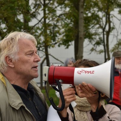 Wolfgang speaks at protest outside Shannon Airport in Ireland at NoWar2019